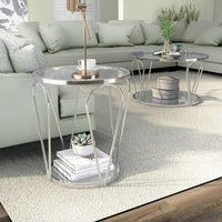 Ensemble de 2 tables basses Gable Glam à plateau en verre avec étagère par Furniture of America