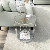 Ensemble de 2 tables basses Gable Glam à plateau en verre avec étagère par Furniture of America