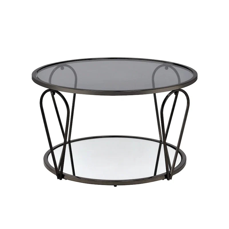 Ensemble de 2 tables basses Gable Glam à plateau en verre avec étagère par Furniture of America
