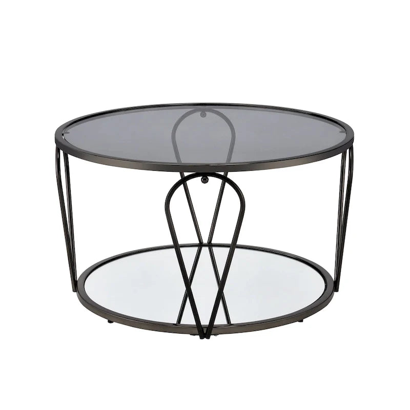 Ensemble de 2 tables basses Gable Glam à plateau en verre avec étagère par Furniture of America