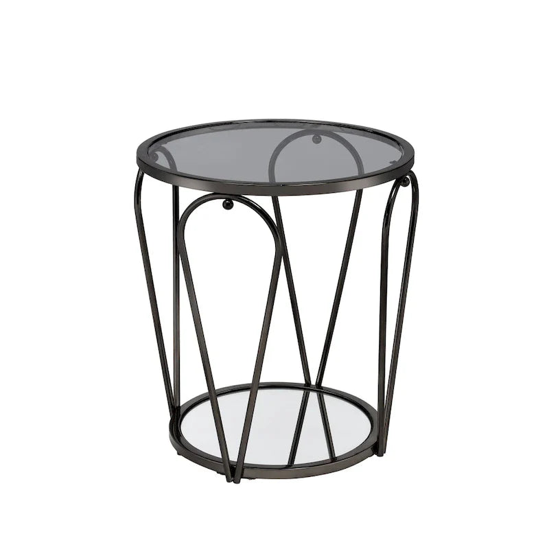 Ensemble de tables basses Gable Glam en verre 2 pièces avec étagère par Furniture of America