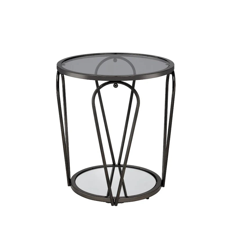 Ensemble de 2 tables basses Gable Glam à plateau en verre avec étagère par Furniture of America