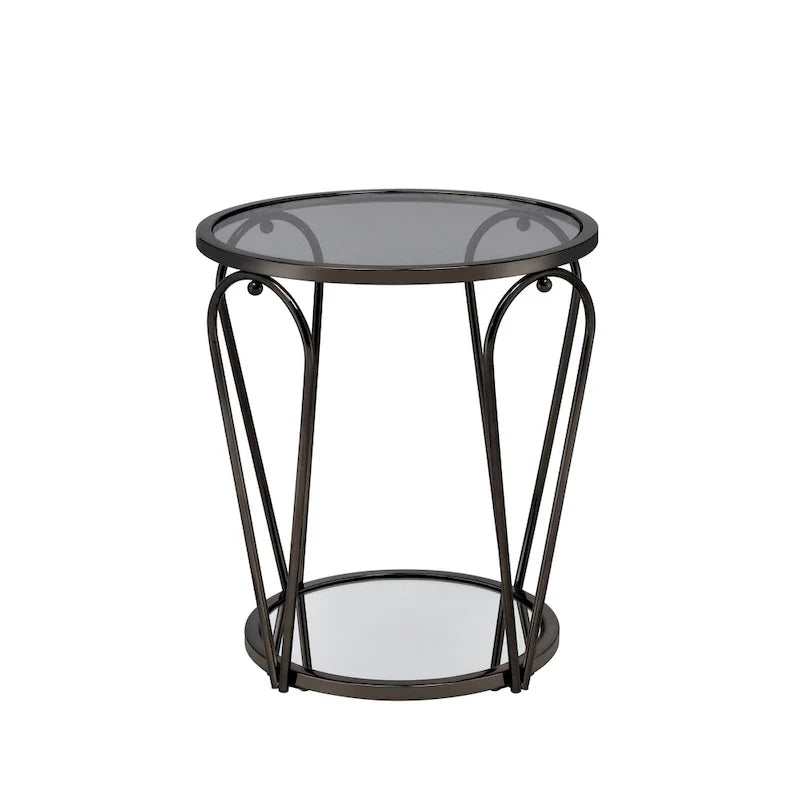 Ensemble de 2 tables basses Gable Glam à plateau en verre avec étagère par Furniture of America