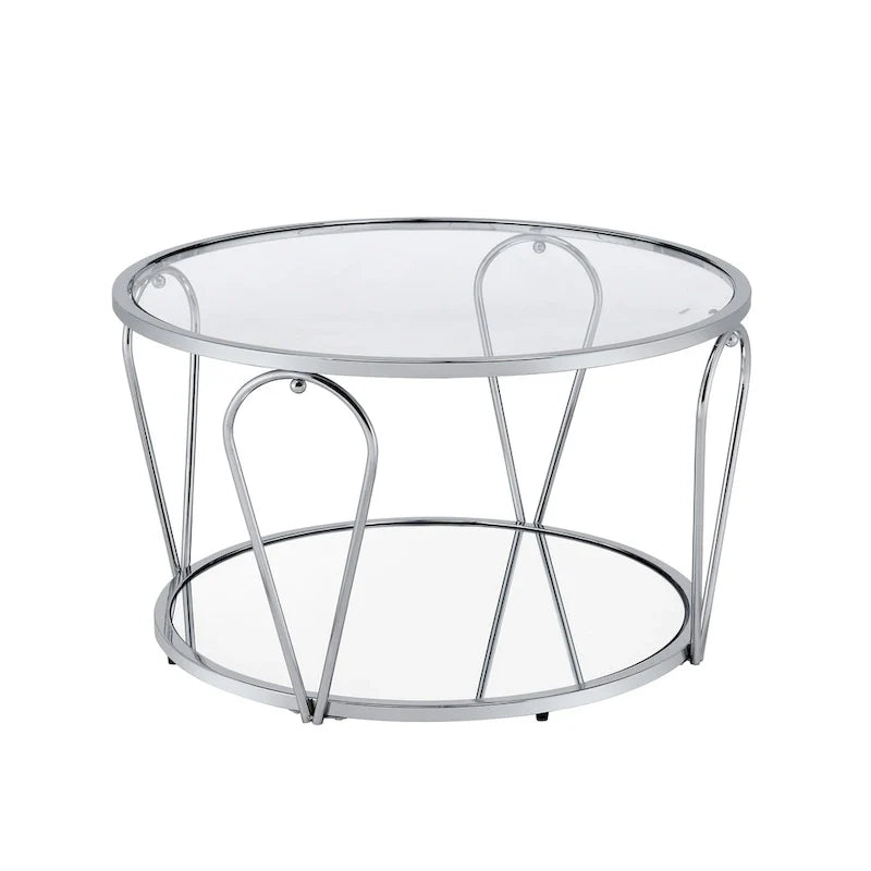 Ensemble de 2 tables basses Gable Glam à plateau en verre avec étagère par Furniture of America