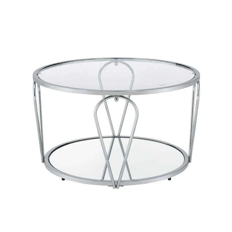 Ensemble de 2 tables basses Gable Glam à plateau en verre avec étagère par Furniture of America