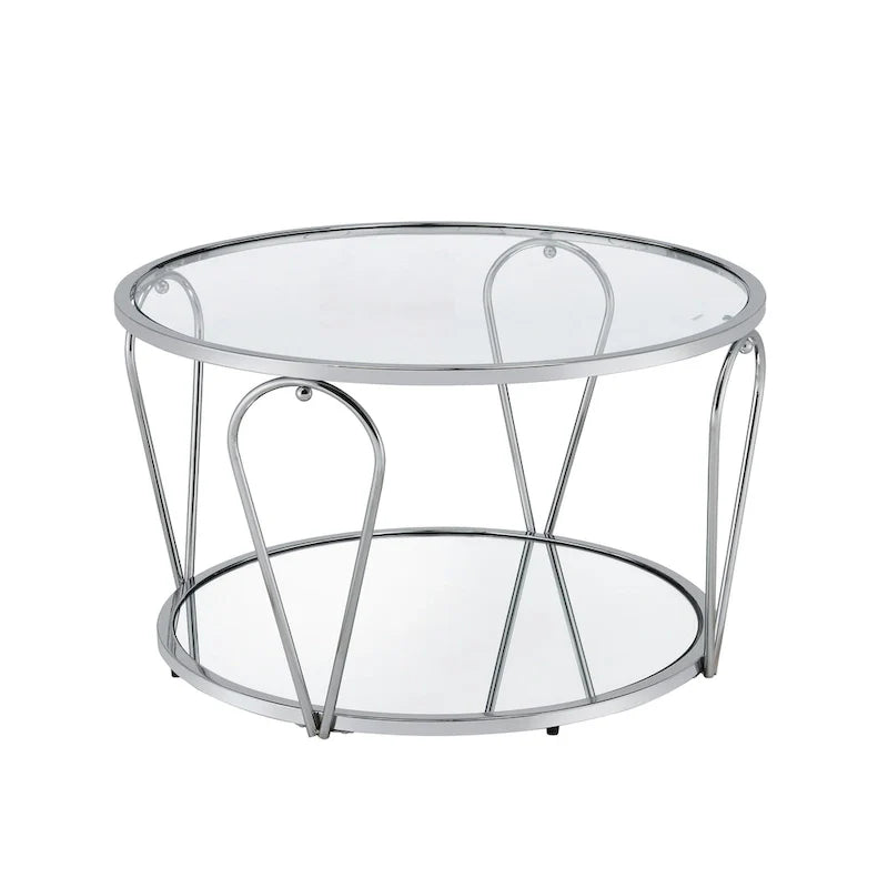Ensemble de tables basses Gable Glam en verre 2 pièces avec étagère par Furniture of America