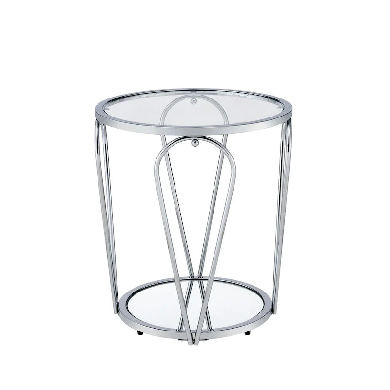 Ensemble de 2 tables basses Gable Glam à plateau en verre avec étagère par Furniture of America