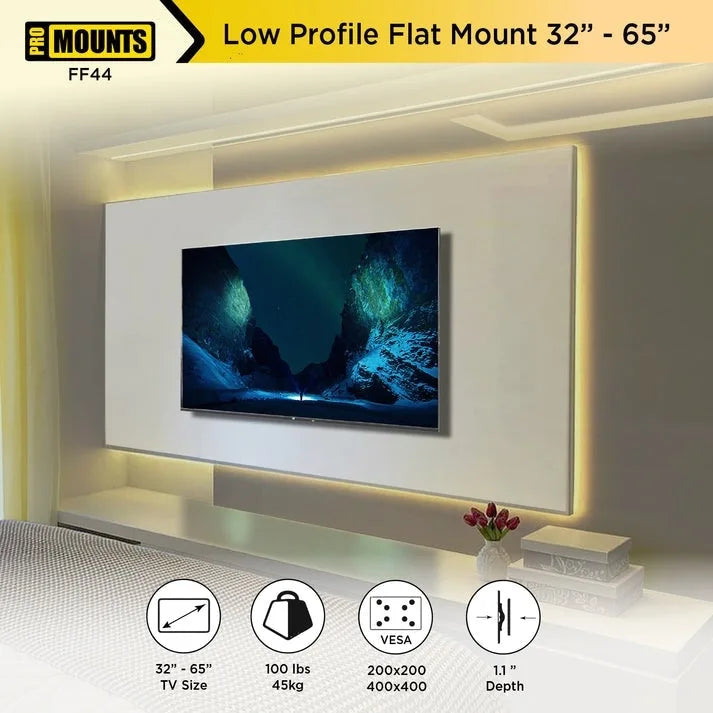Support mural TV plat / fixe ProMounts pour TV 32-65 - 17.13 x 1.1 x 18.86 pouces