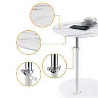 Table d'appoint avec plateau en marbre réglable en hauteur