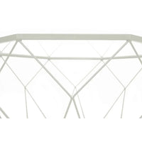 Table basse octogonale moderne Malibu 29 avec plateau en verre trempé et base géométrique en métal robuste pour salon et bureau