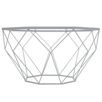 Table basse octogonale moderne Malibu 29 avec plateau en verre trempé et base géométrique en métal robuste pour salon et bureau