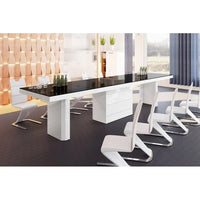 Table à manger moderne extensible haute brillance VOLOS