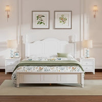 Ensemble de lit plateforme en bois au design rétro Queen/Full avec 2 tables de chevet, 3 pièces