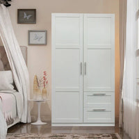 Armoire haute 70.87 pouces avec 2 portes, 2 tiroirs et 5 espaces de rangement
