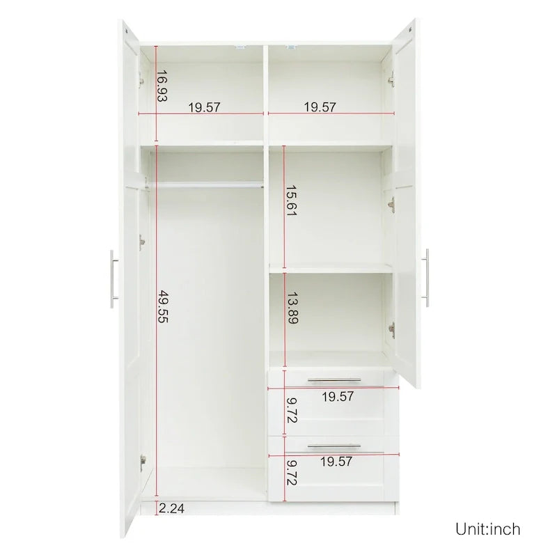 Armoire haute 70.87 pouces avec 2 portes, 2 tiroirs et 5 espaces de rangement