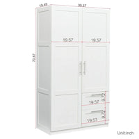 Armoire haute 70.87 pouces avec 2 portes, 2 tiroirs et 5 espaces de rangement