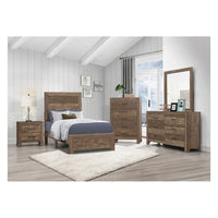 Ensemble de chambre à coucher 3 pièces Tabina marron rustique et moderne