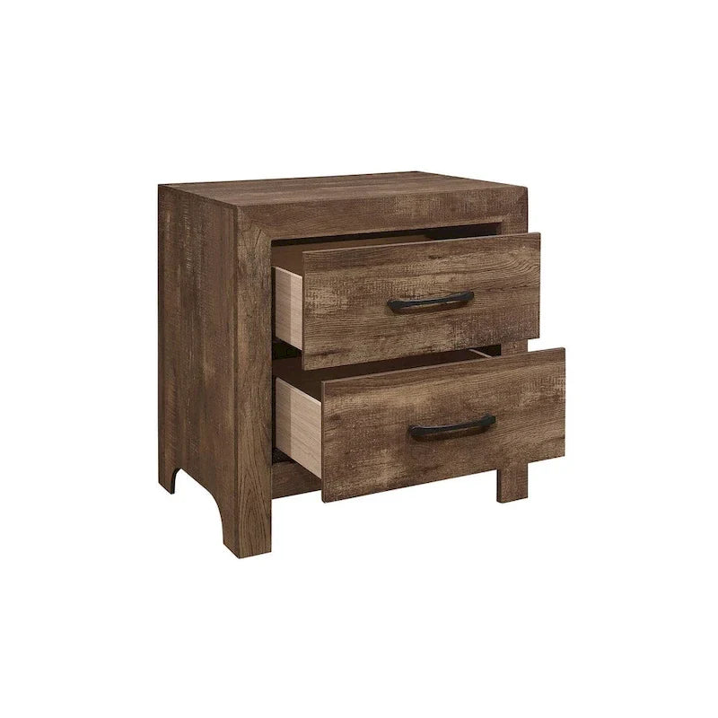 Ensemble de chambre à coucher 3 pièces Tabina marron rustique et moderne