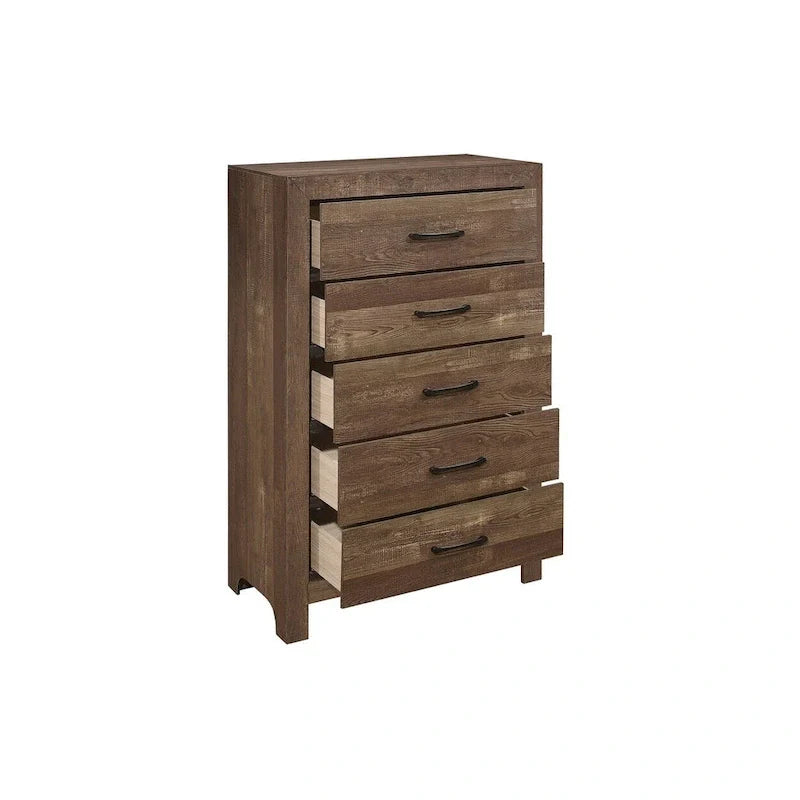 Ensemble de chambre à coucher 3 pièces Tabina marron rustique et moderne