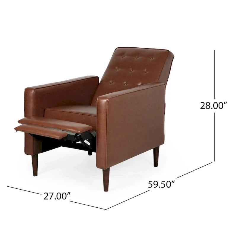Fauteuil Inclinable Capitonné Milieu de Siècle Mervynn en Similicuir par Christopher Knight Home