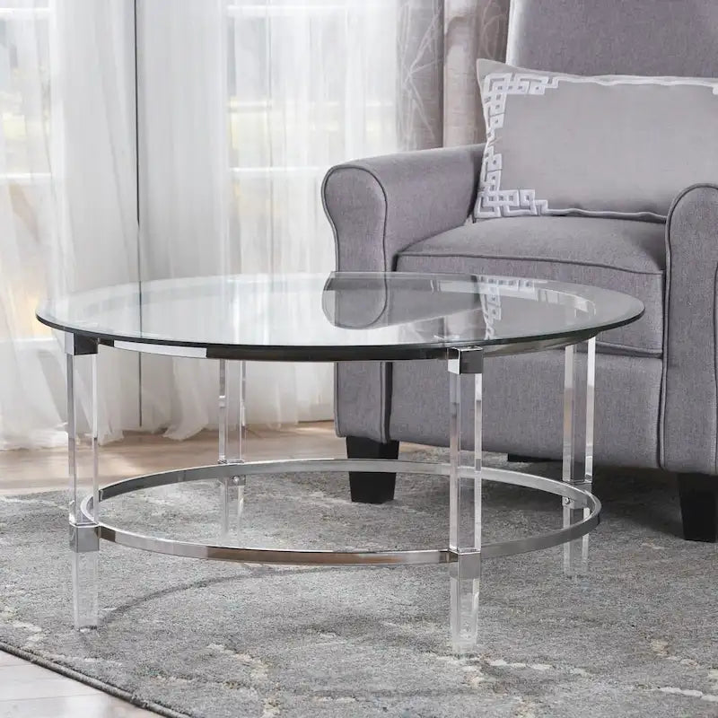 Table basse ronde en verre Elowen de Christopher Knight Home - 35,5L x 35,5l x 18H