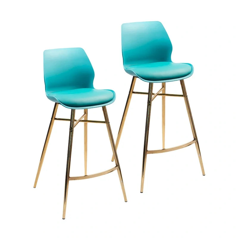 Tabourets de bar Porthos Home Calix lot de 2, cuir PU, pieds chromés dorés