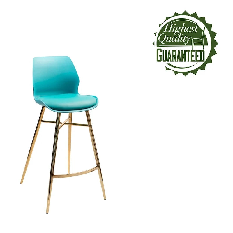 Tabourets de bar Porthos Home Calix lot de 2, cuir PU, pieds chromés dorés