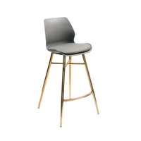 Tabourets de bar Porthos Home Calix lot de 2, cuir PU, pieds chromés dorés