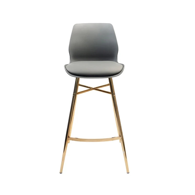 Tabourets de bar Porthos Home Calix lot de 2, cuir PU, pieds chromés dorés