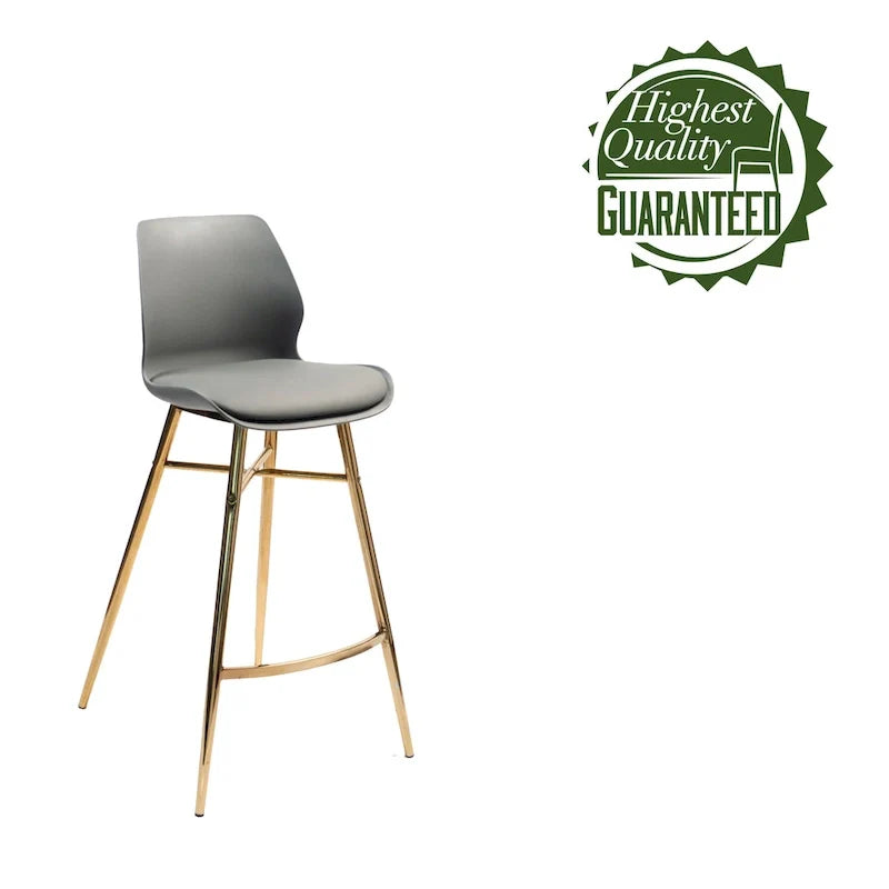 Tabourets de bar Porthos Home Calix lot de 2, cuir PU, pieds chromés dorés