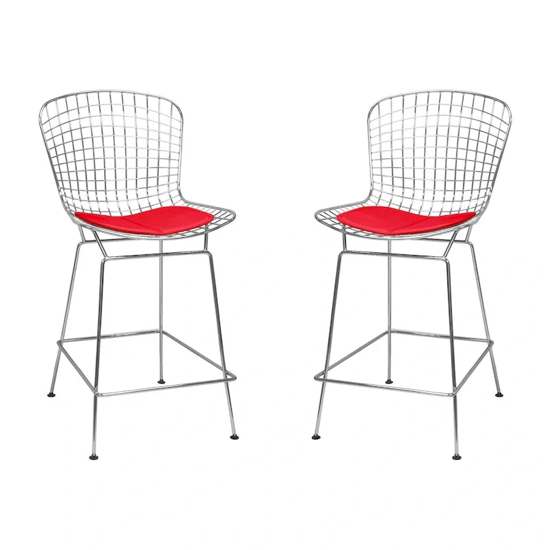 Tabouret de comptoir en fil de chrome du milieu du siècle (Lot de 2) - N/A
