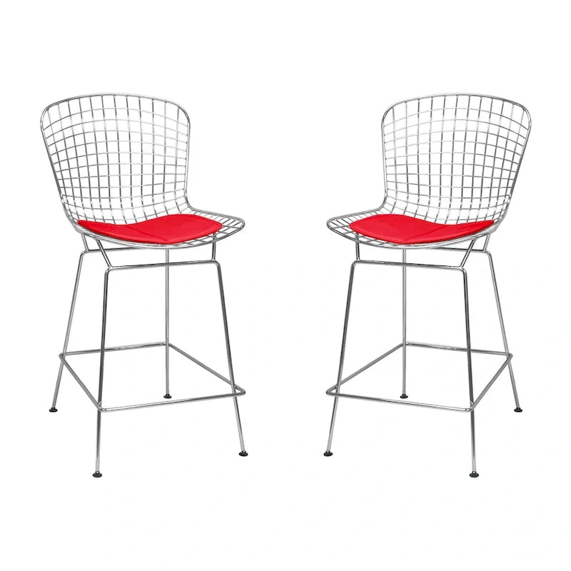 Tabouret de comptoir en fil de chrome du milieu du siècle (Lot de 2) - N/A