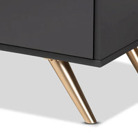 Commode Kelson moderne à 5 tiroirs en bois fini gris foncé et doré