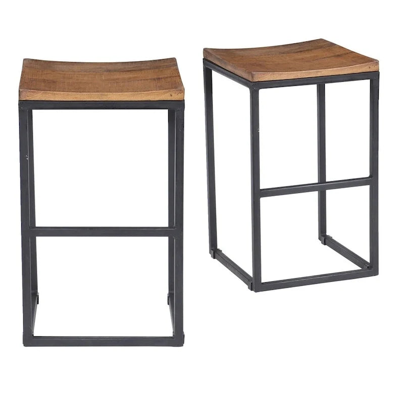 Tabouret sans dossier en bois et fer Jarrell de Carbon Loft