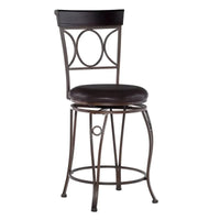 Tabouret de comptoir Linon noir à dossier en spirale en similicuir