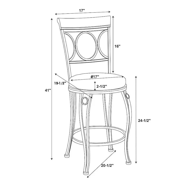 Tabouret de comptoir Linon noir à dossier en spirale en similicuir