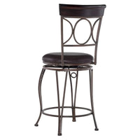 Tabouret de comptoir Linon noir à dossier en spirale en similicuir