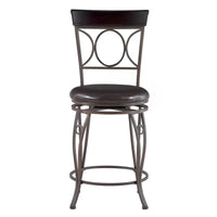 Tabouret de comptoir Linon noir à dossier en spirale en similicuir