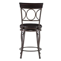 Tabouret de comptoir Linon noir à dossier en spirale en similicuir