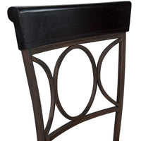 Tabouret de comptoir Linon noir à dossier en spirale en similicuir