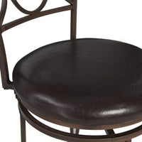 Tabouret de comptoir Linon noir à dossier en spirale en similicuir