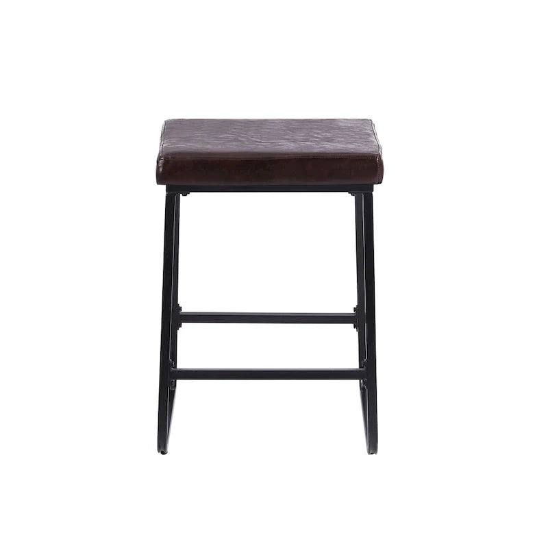 Porthos Home Selma, lot de 2 tabourets de comptoir, cuir PU, pieds en fer