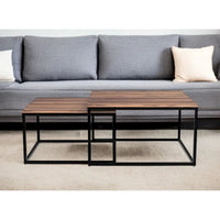 Lot de 2 tables basses gigognes carrées en bois naturel - 75 x 75 cm