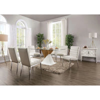 Chaises de salle à manger capitonnées à canaux blanches modernes Zigg Furniture of America (lot de 2)