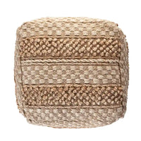 Pouf à carreaux en jute naturelle Sevita