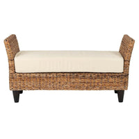 Banc tissé en abaca naturel avec coussin par East at Main