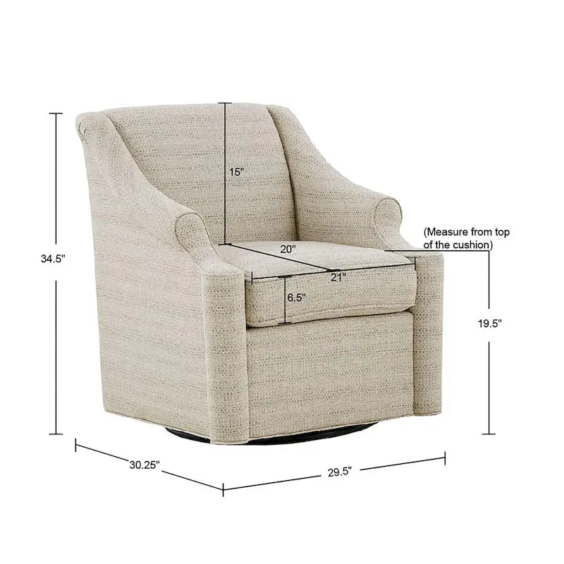 Madison Park Benton Fauteuil coulissant pivotant 360 degrés tan