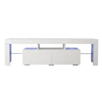 Meuble TV blanc Nestfair avec lumières LED pour TV jusqu'à 70 pouces