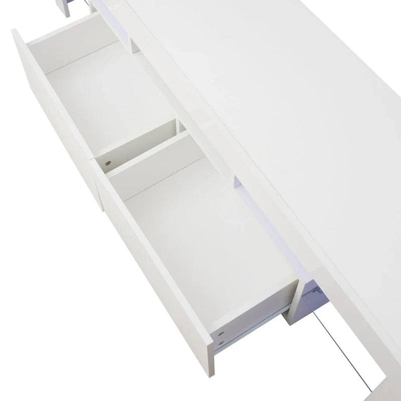 Meuble TV blanc Nestfair avec lumières LED pour TV jusqu'à 70 pouces