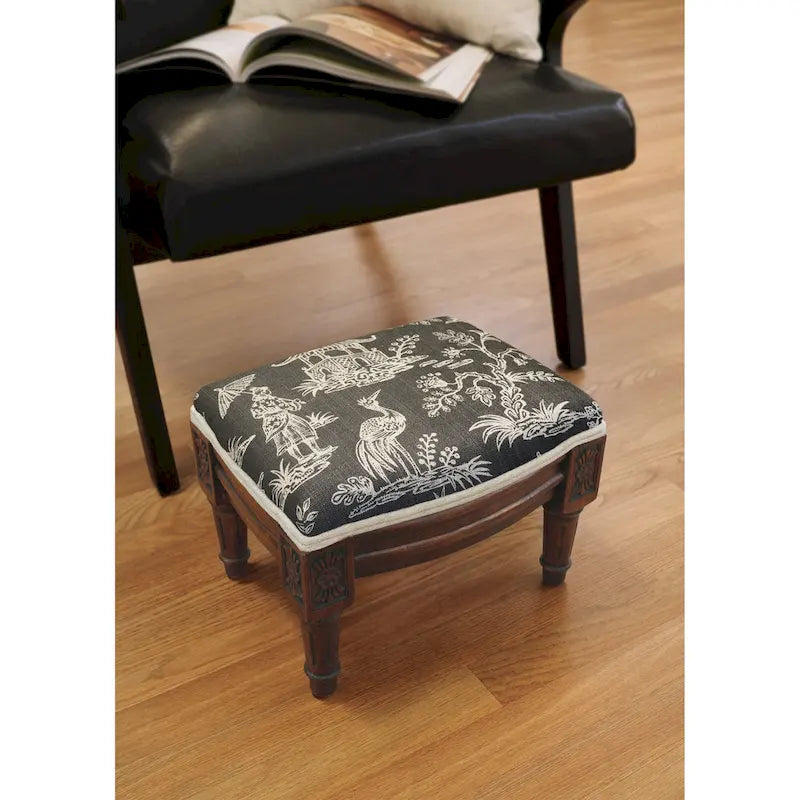 Repose-pieds chinoiserie gris